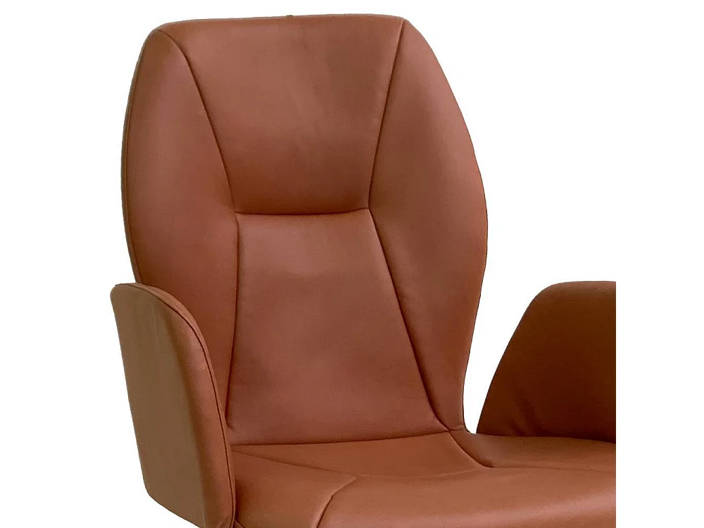 Esszimmerstuhl Armlehnstuhl in Cognac Braun mit Gestell aus Metall