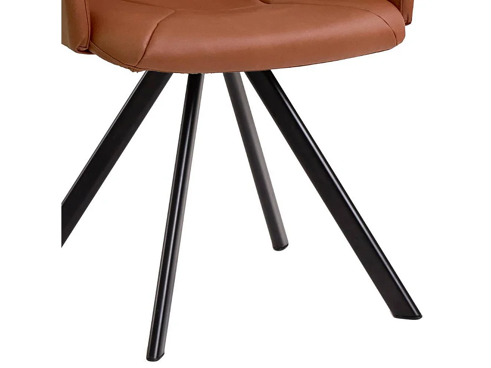 Esszimmerstuhl Armlehnstuhl in Cognac Braun mit Gestell aus Metall