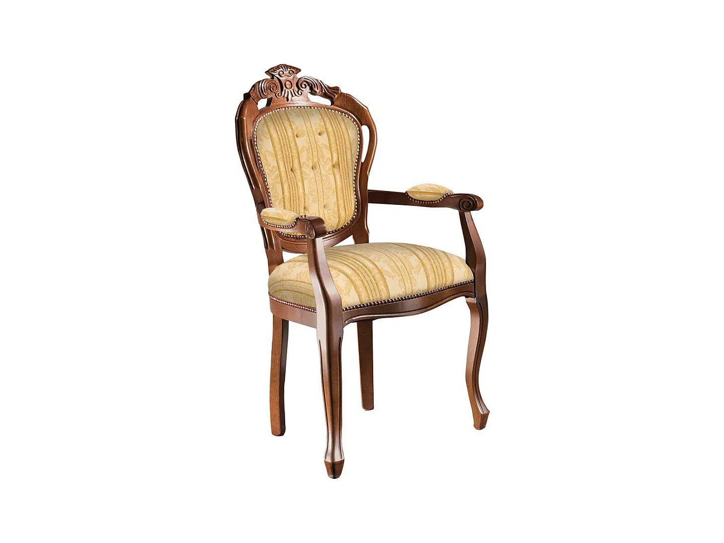 Armlehnenstuhl Polsterstuhl in Gelb mit hoher Rückenlehne