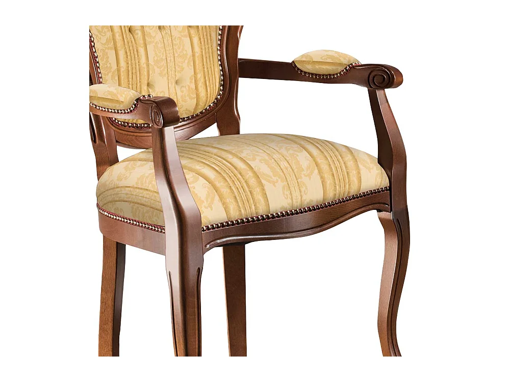 Armlehnenstuhl Polsterstuhl in Gelb mit hoher Rückenlehne