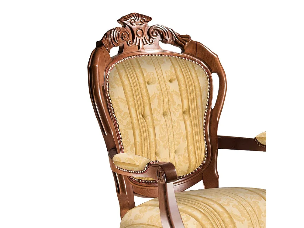 Armlehnenstuhl Polsterstuhl in Gelb mit hoher Rückenlehne