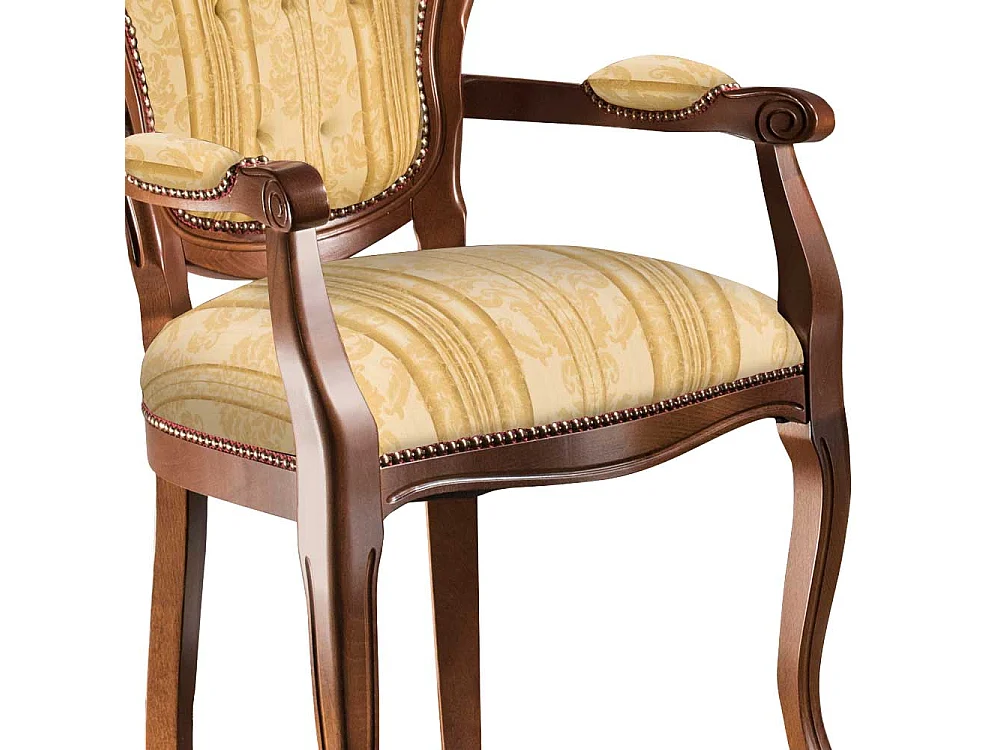 Armlehnenstuhl Polsterstuhl in Gelb mit hoher Rückenlehne