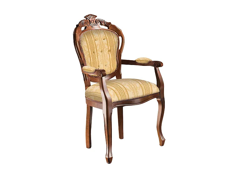 Armlehnenstuhl Polsterstuhl in Gelb mit hoher Rückenlehne