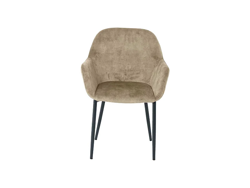 Stühle mit Armlehnen in Beige Samt Gestell aus Metall (2er Set)