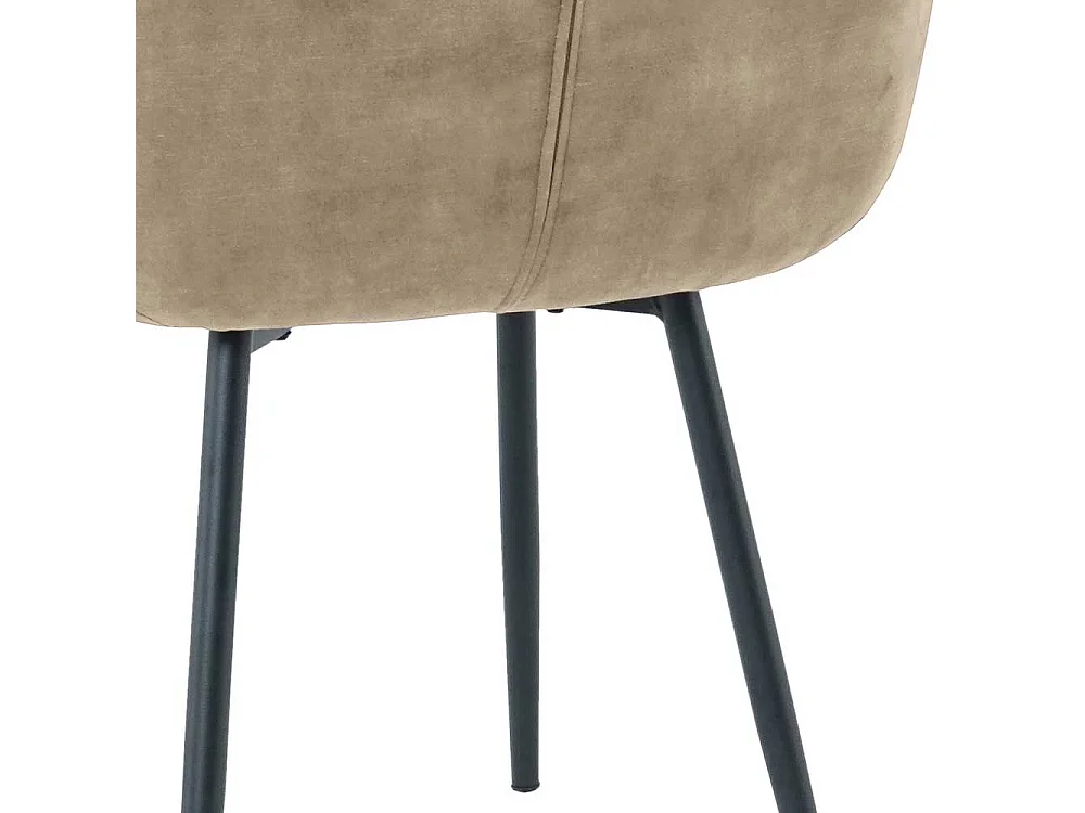 Stühle mit Armlehnen in Beige Samt Gestell aus Metall (2er Set)