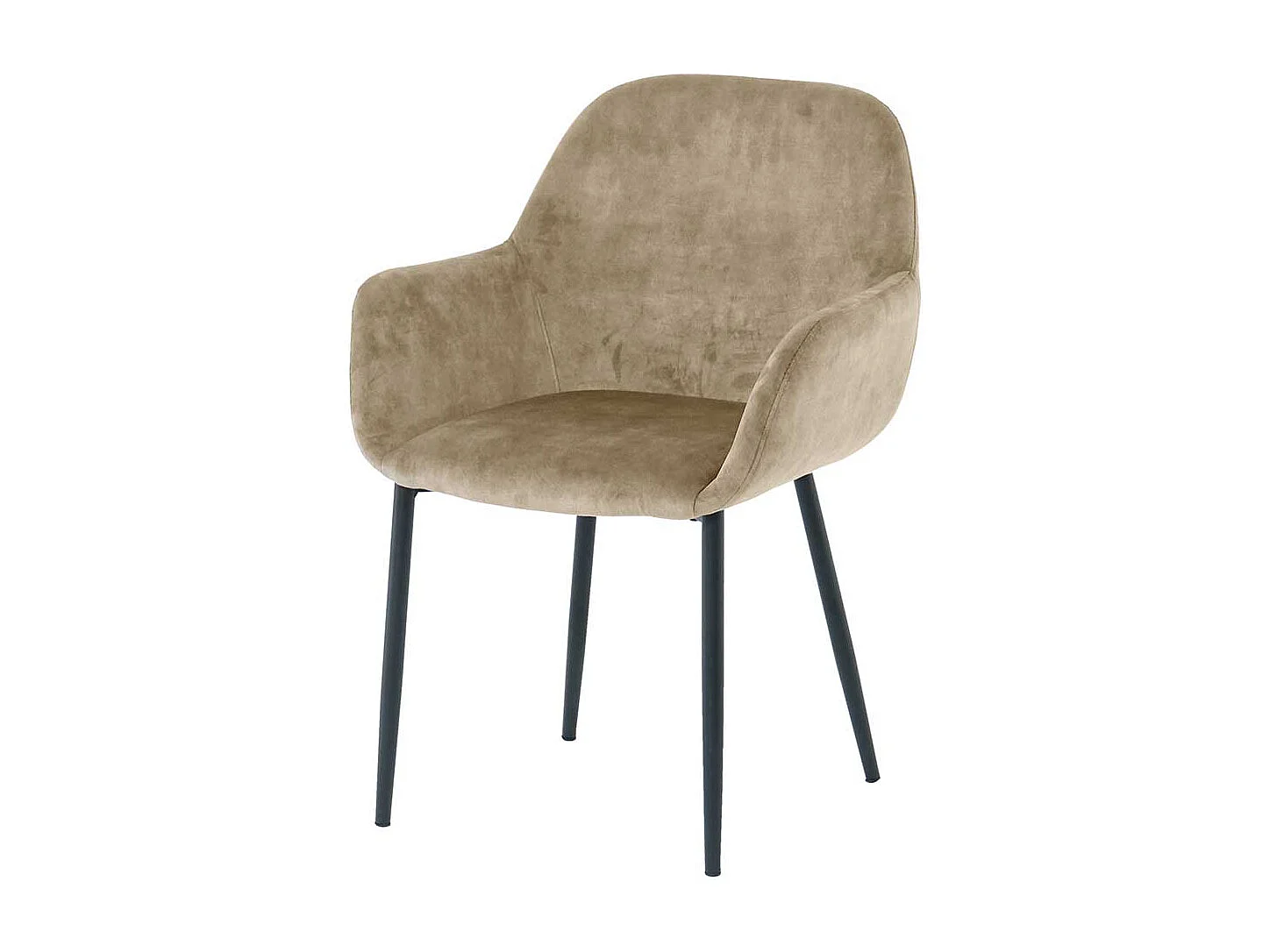 Stühle mit Armlehnen in Beige Samt Gestell aus Metall (2er Set)