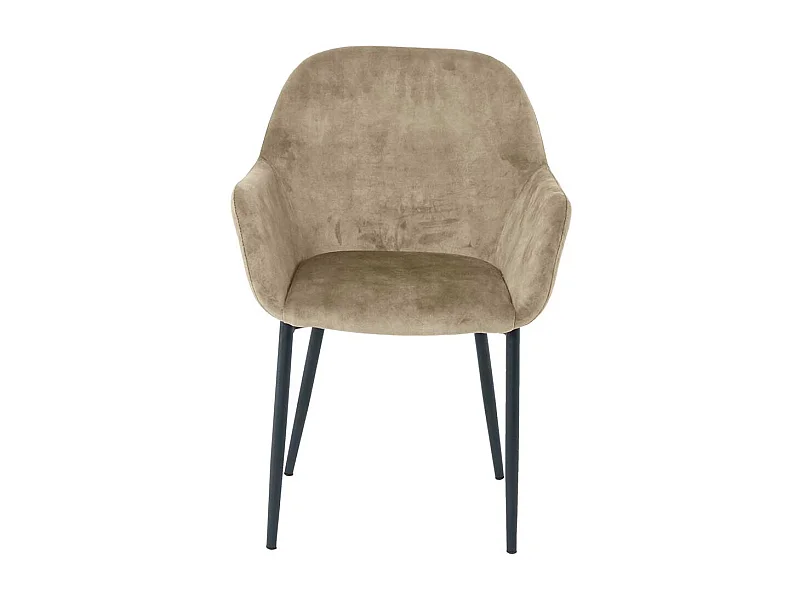 Stühle mit Armlehnen in Beige Samt Gestell aus Metall (2er Set)