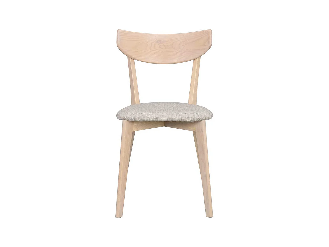 Skandi Esstisch Stühle aus Eiche Massivholz White Wash Webstoff Beigegrau (2er Set)