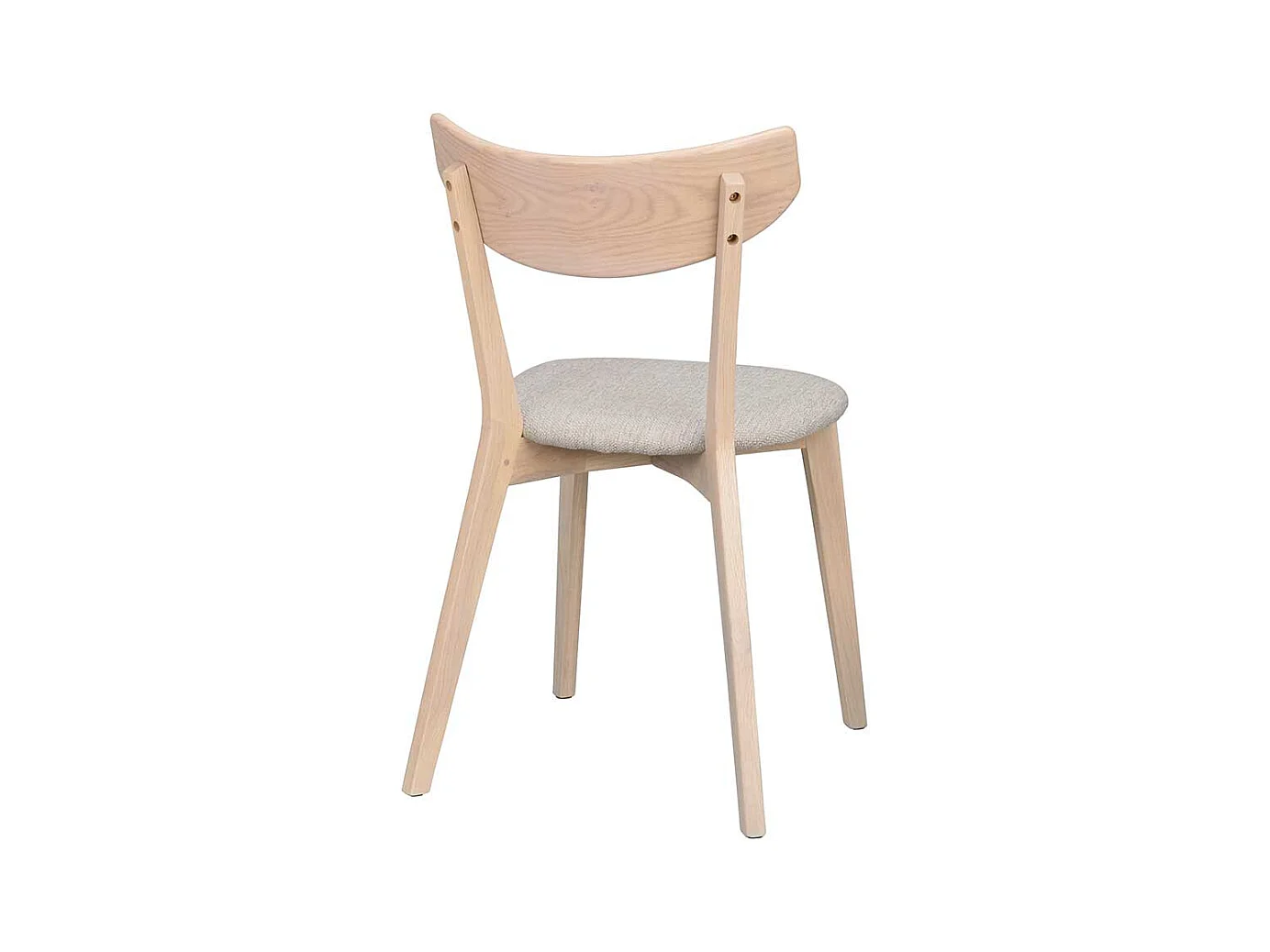 Skandi Esstisch Stühle aus Eiche Massivholz White Wash Webstoff Beigegrau (2er Set)