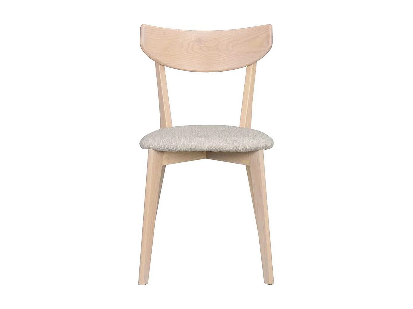 Skandi Esstisch Stühle aus Eiche Massivholz White Wash Webstoff Beigegrau (2er Set)