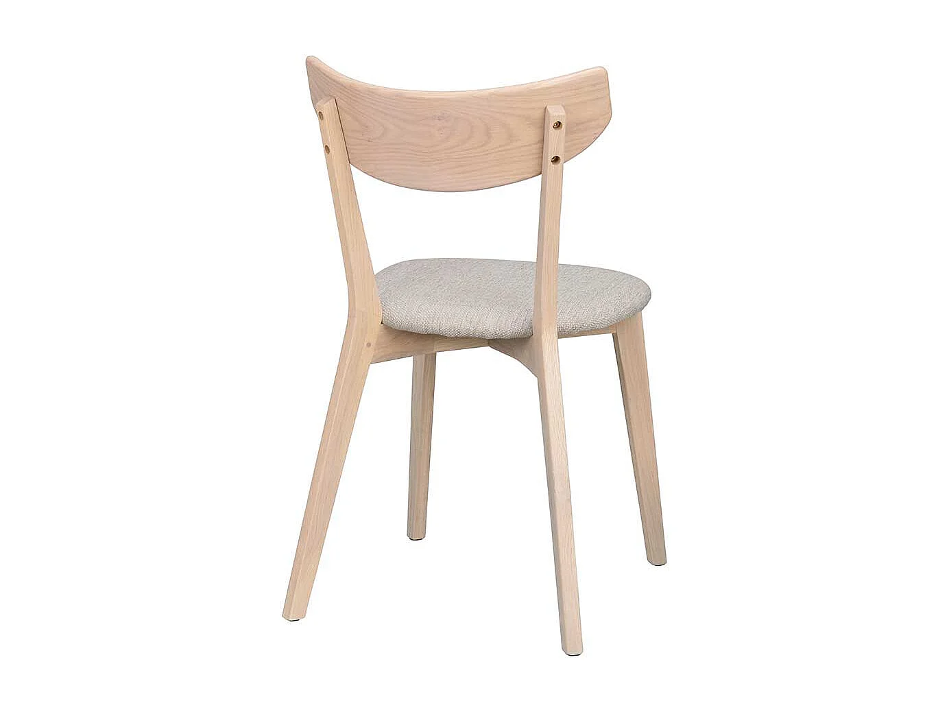 Skandi Esstisch Stühle aus Eiche Massivholz White Wash Webstoff Beigegrau (2er Set)