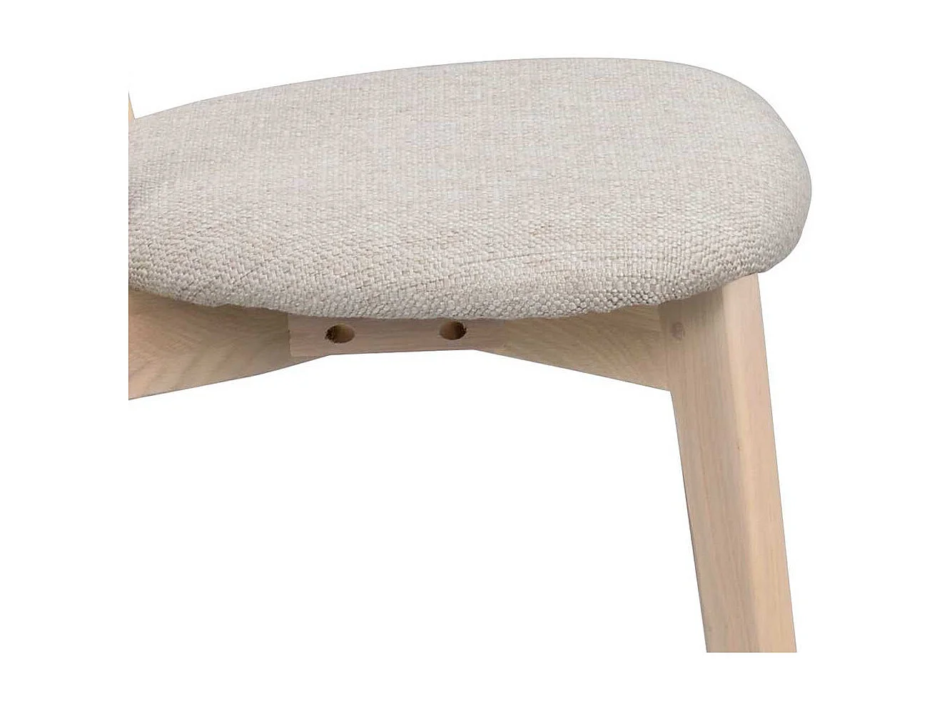 Skandi Esstisch Stühle aus Eiche Massivholz White Wash Webstoff Beigegrau (2er Set)