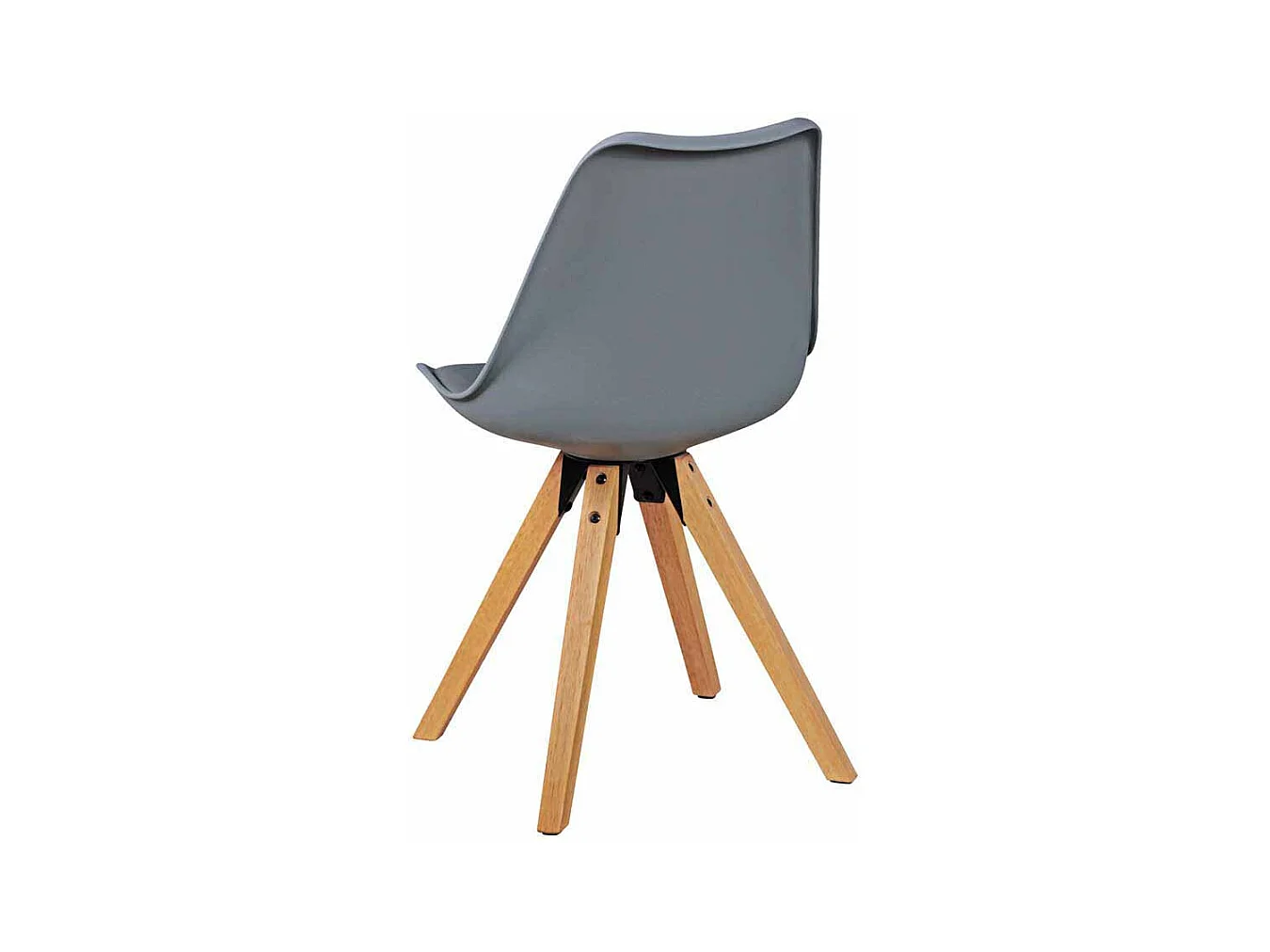 Retro Schalenstuhl in Grau Holzbeine (2er Set)