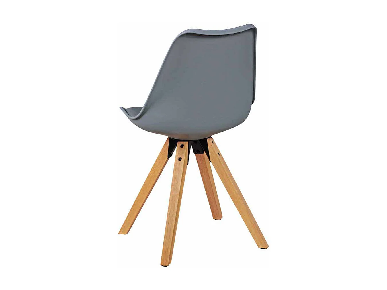 Retro Schalenstuhl in Grau Holzbeine (2er Set)