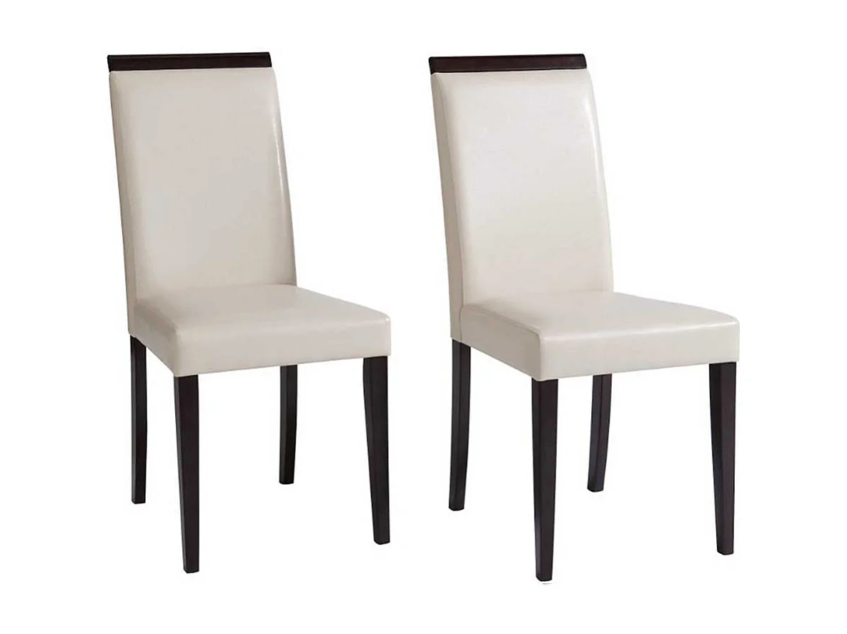 Esstischstühle in Creme Weiß und Wengefarben Massivholzgestell (2er Set)