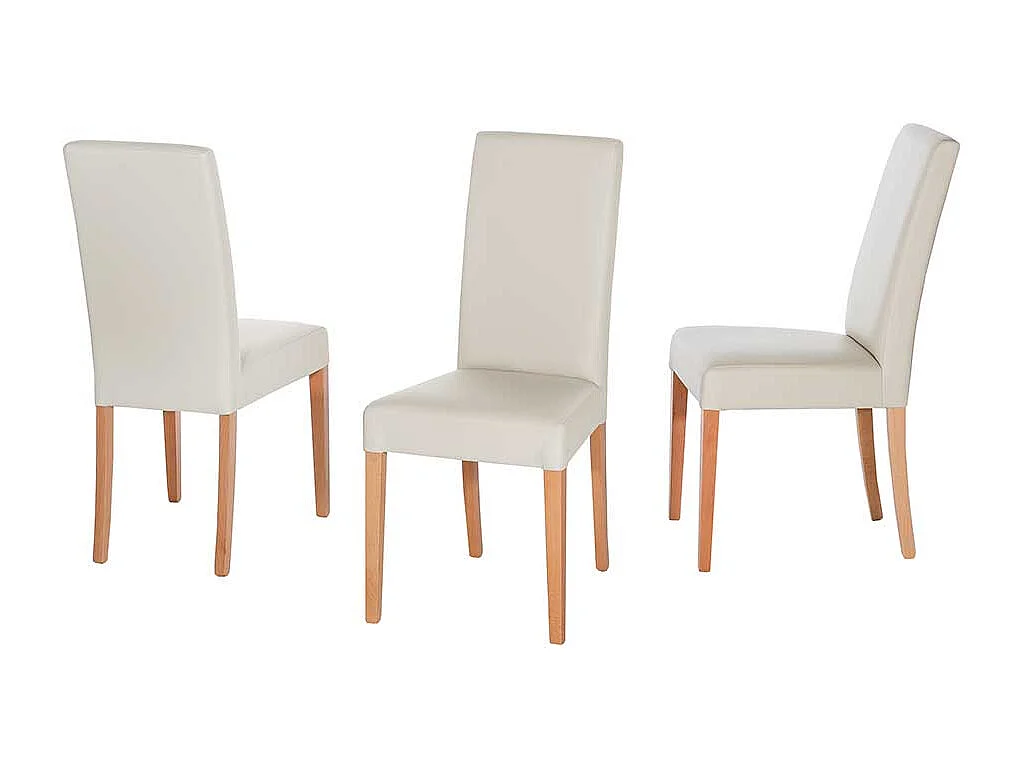 Esstischstühle in Cremefarben Kunstleder Holzbeinen aus Buche (2er Set)