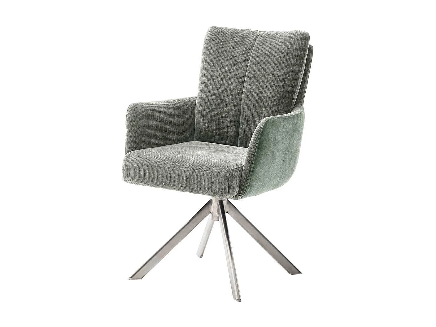 Armlehnenstühle in Graugrün Edelstahlgestell (2er Set)
