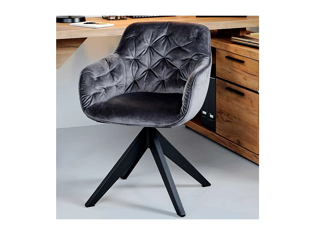 Samt Polsterstuhl in Grau drehbar