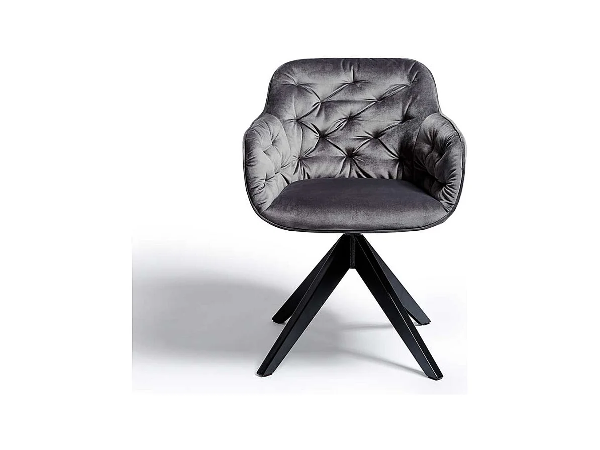 Samt Polsterstuhl in Grau drehbar