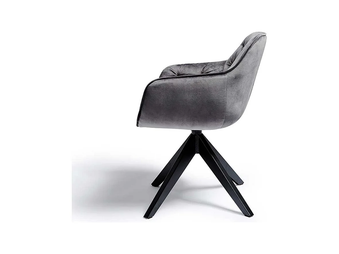 Samt Polsterstuhl in Grau drehbar