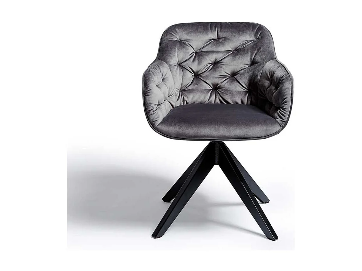Samt Polsterstuhl in Grau drehbar