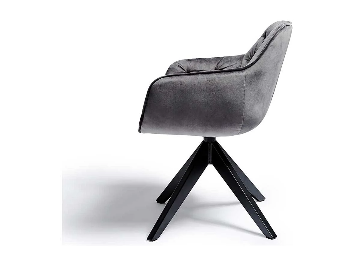 Samt Polsterstuhl in Grau drehbar