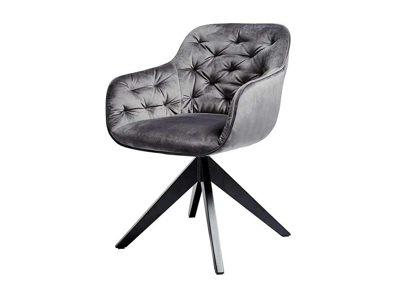Samt Polsterstuhl in Grau drehbar
