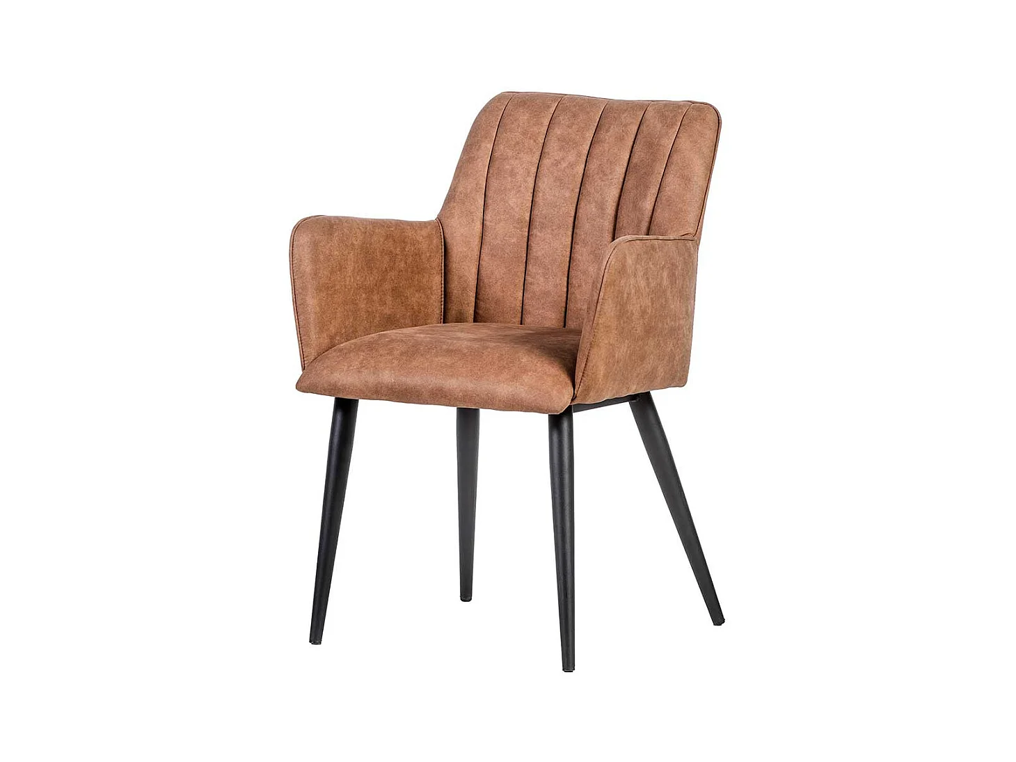 Armlehnenstuhl in Cognac Braun und Schwarz mit Steppungen