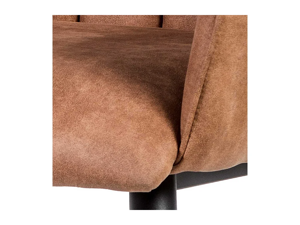 Armlehnenstuhl in Cognac Braun und Schwarz mit Steppungen