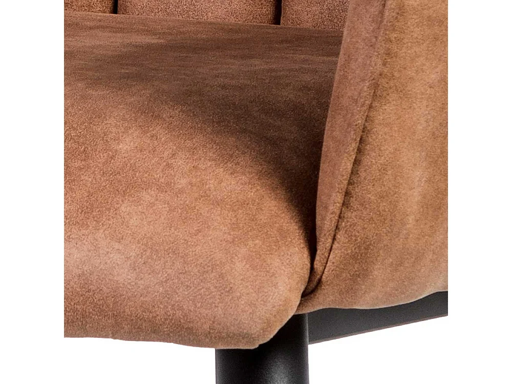 Armlehnenstuhl in Cognac Braun und Schwarz mit Steppungen