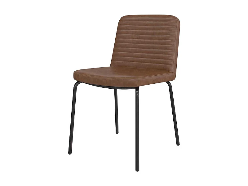 Stuhlset Kunstleder braun 46 cm breit Gestell aus Metall (2er Set)