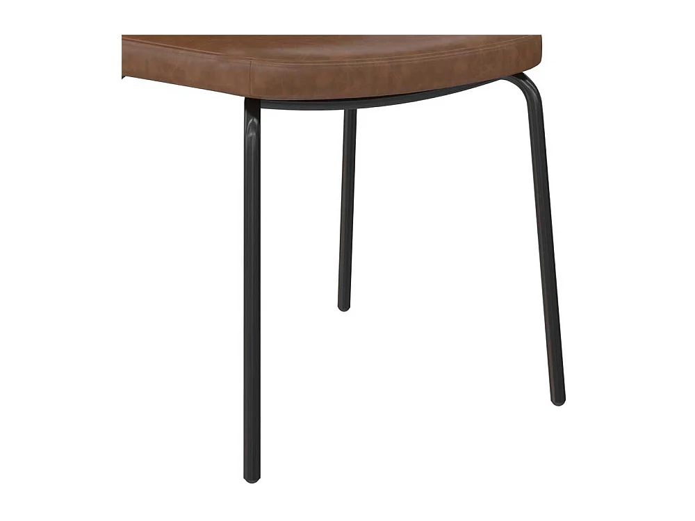 Stuhlset Kunstleder braun 46 cm breit Gestell aus Metall (2er Set)
