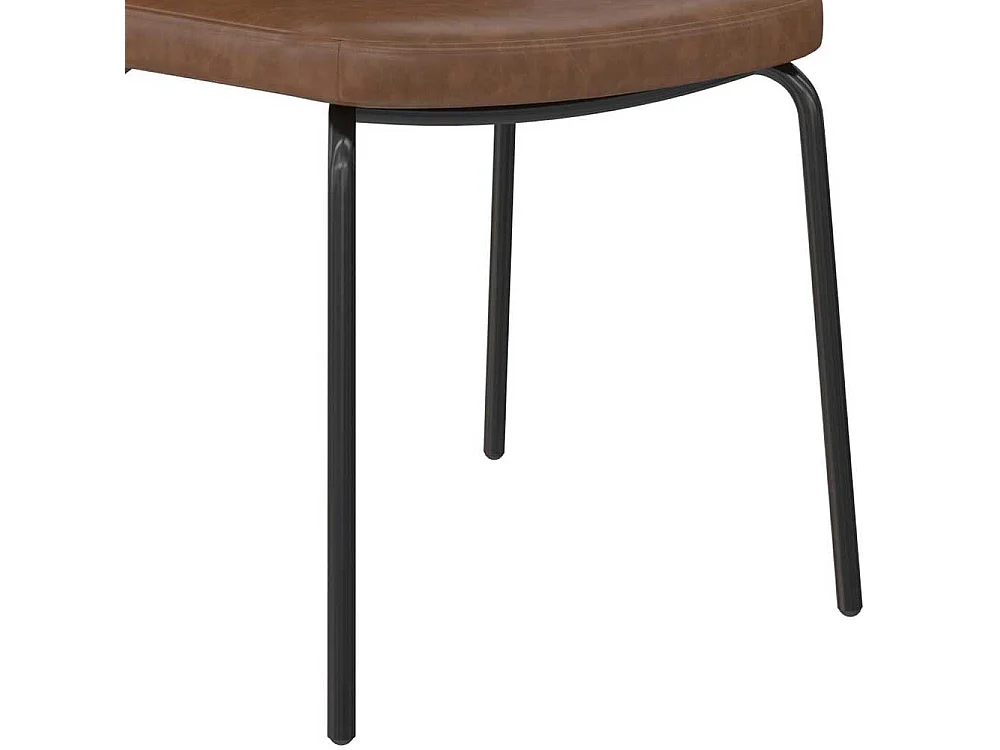 Stuhlset Kunstleder braun 46 cm breit Gestell aus Metall (2er Set)