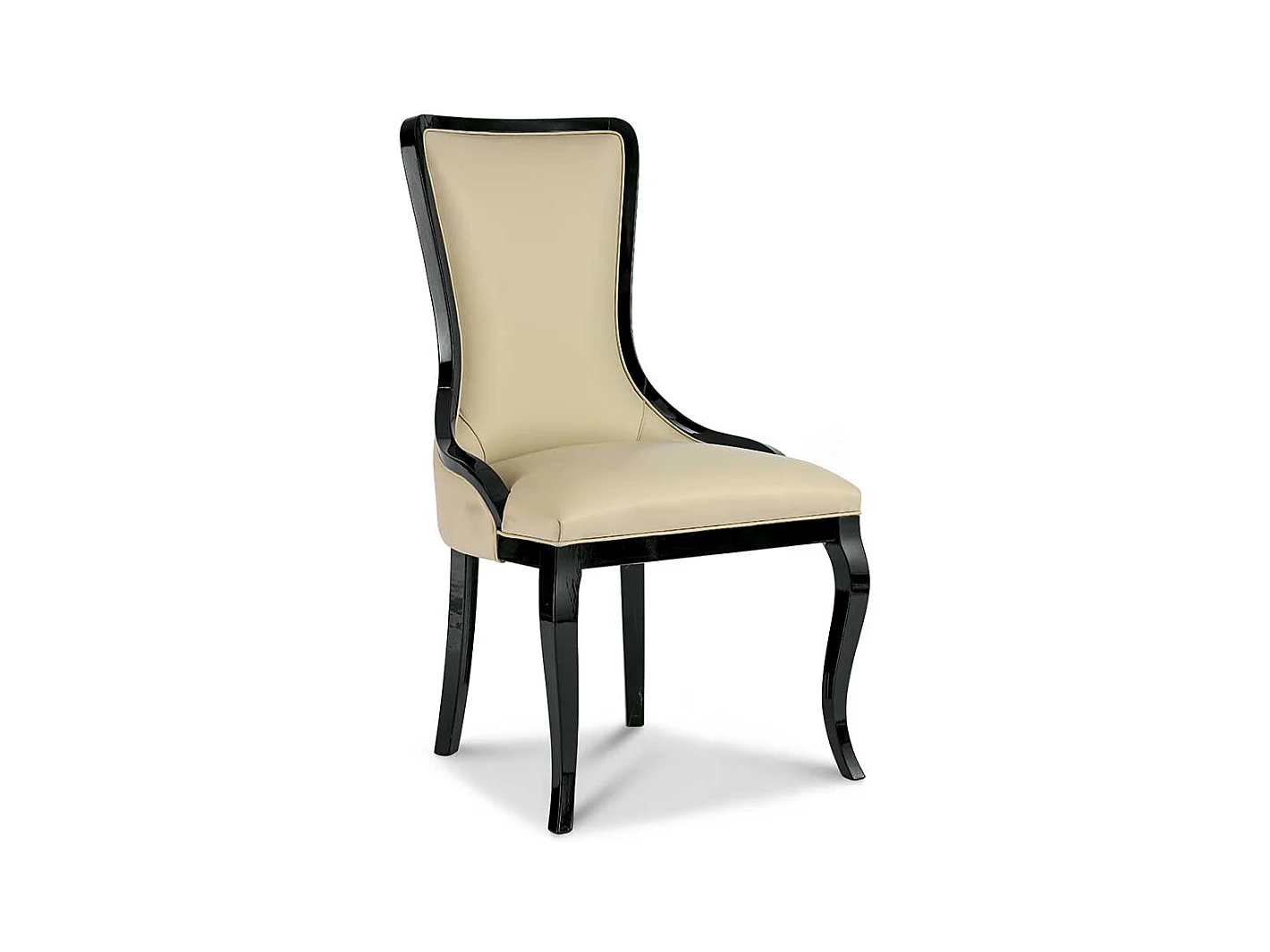 Polsterstuhl Esszimmer klassisch in Beige und Schwarz hoher Rückenlehne