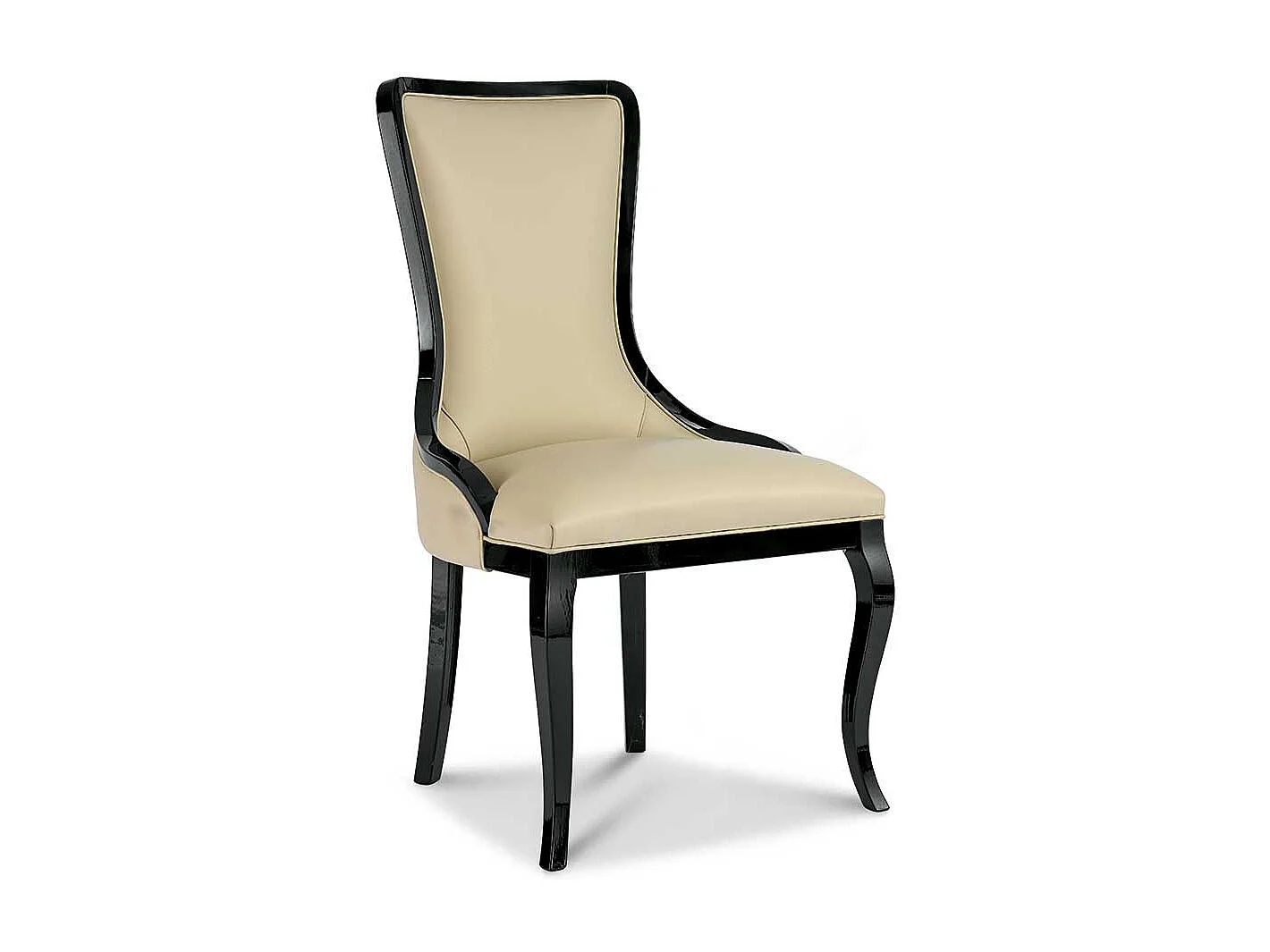 Polsterstuhl Esszimmer klassisch in Beige und Schwarz hoher Rückenlehne