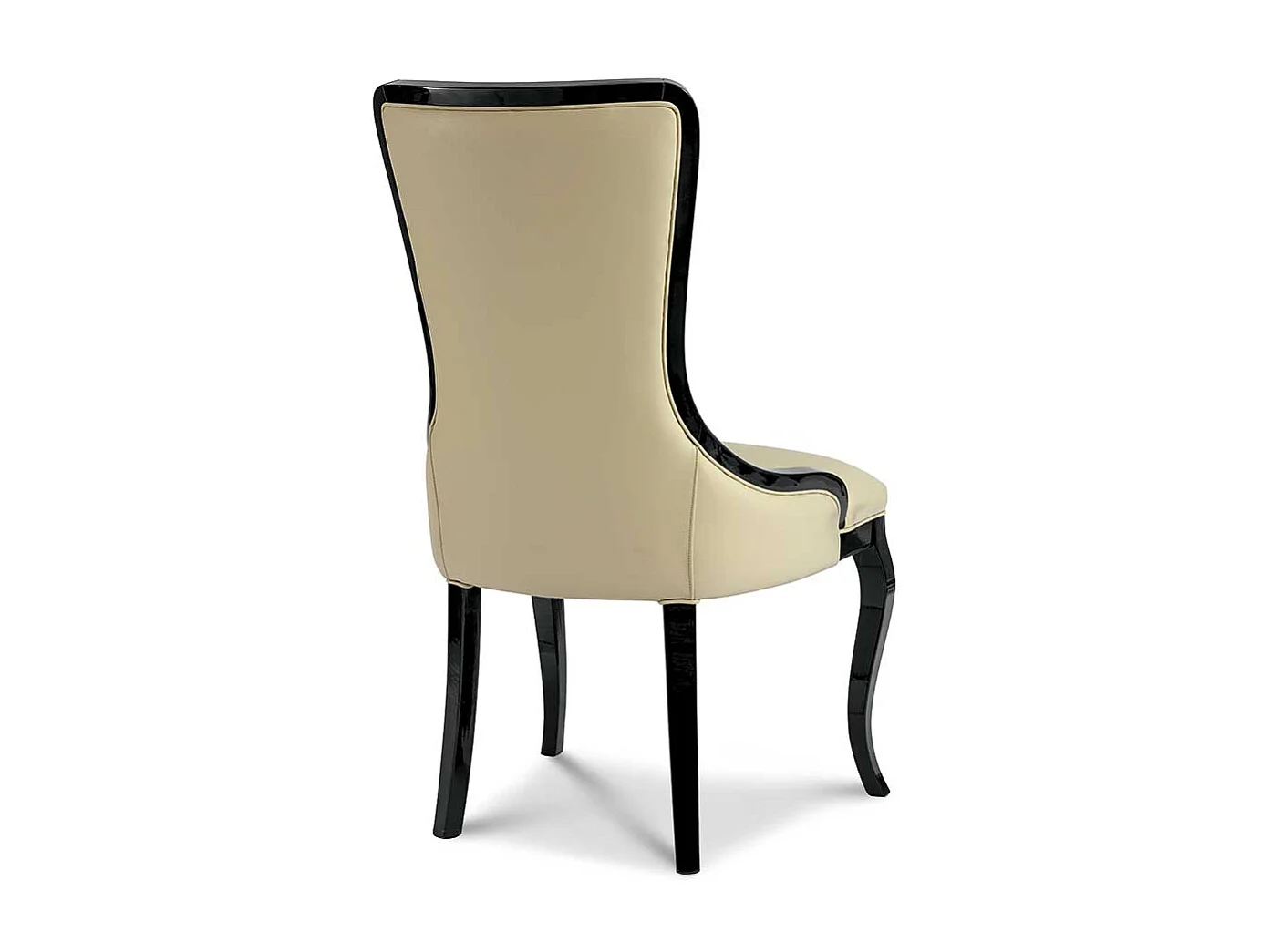 Polsterstuhl Esszimmer klassisch in Beige und Schwarz hoher Rückenlehne