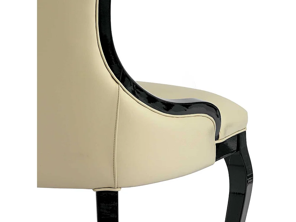 Polsterstuhl Esszimmer klassisch in Beige und Schwarz hoher Rückenlehne