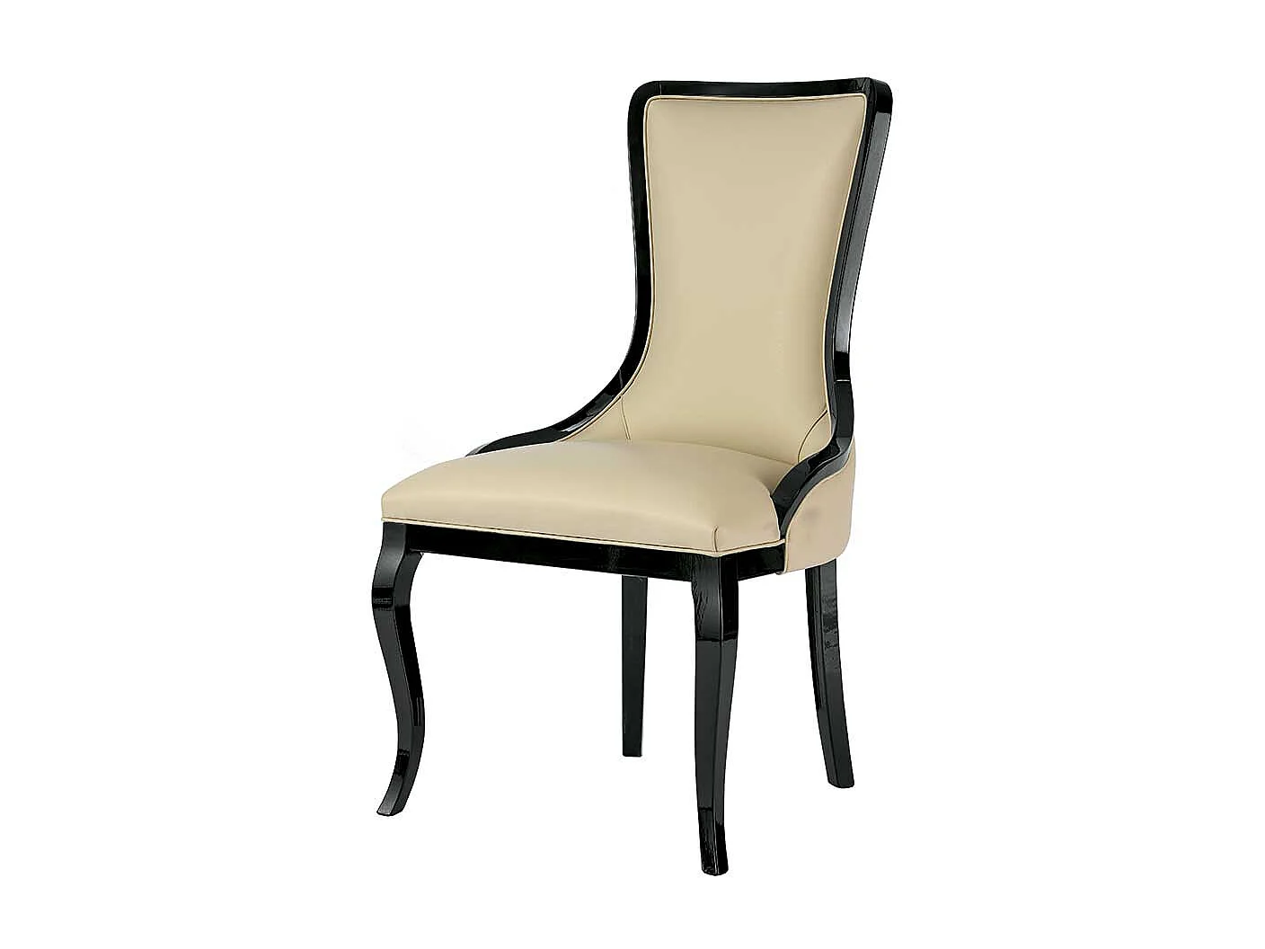 Polsterstuhl Esszimmer klassisch in Beige und Schwarz hoher Rückenlehne