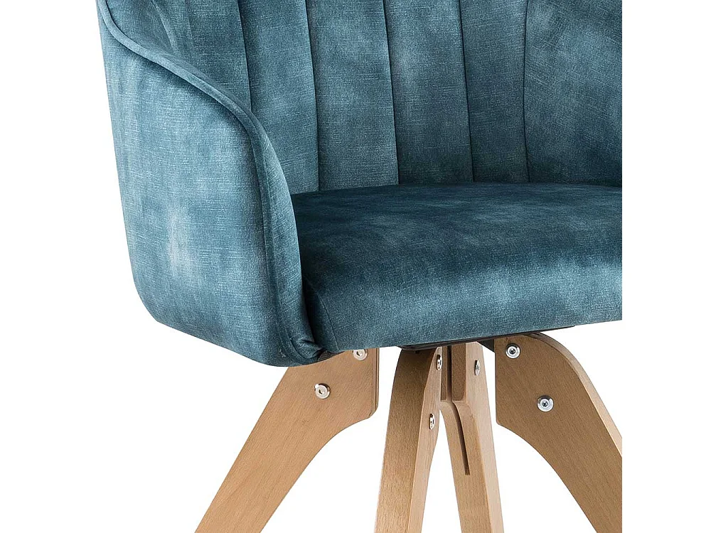 Drehbare Stühle in Petrol Velours Armlehnen (2er Set)