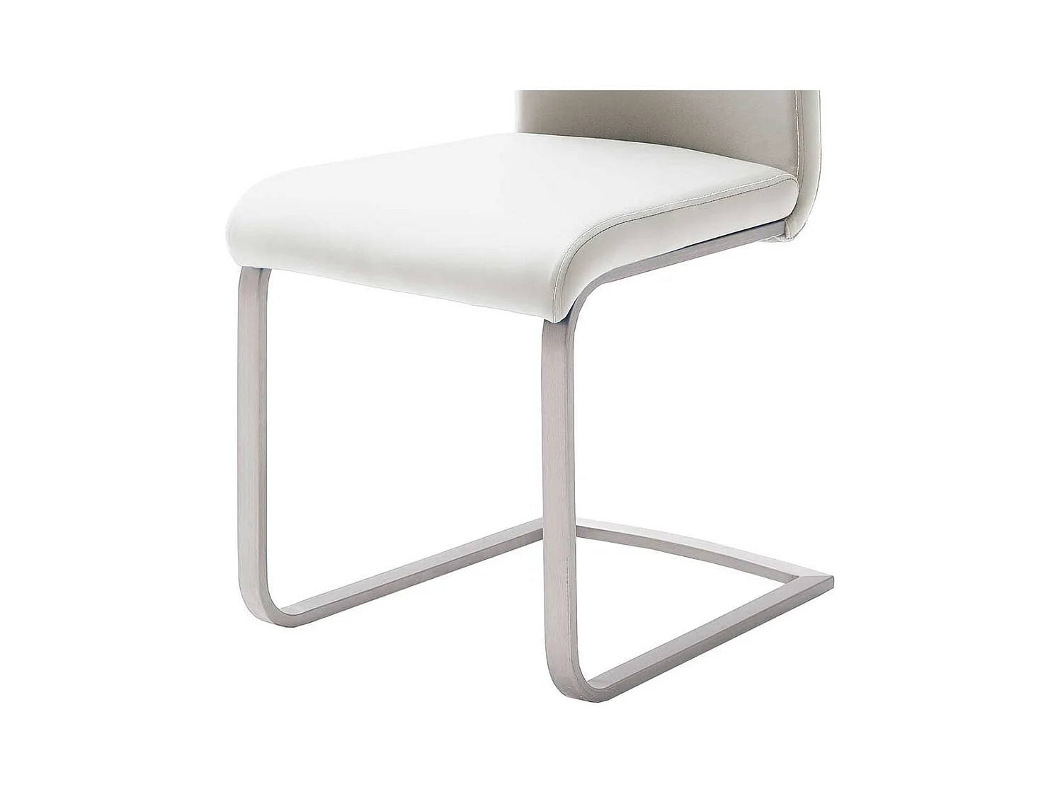 Kunstleder Freischwinger in Weiß Edelstahl (4er Set)