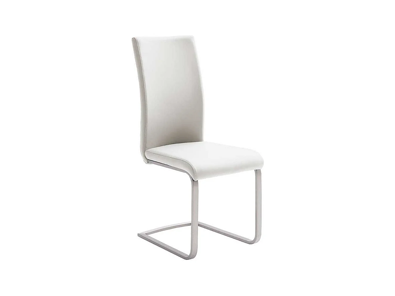 Kunstleder Freischwinger in Weiß Edelstahl (4er Set)