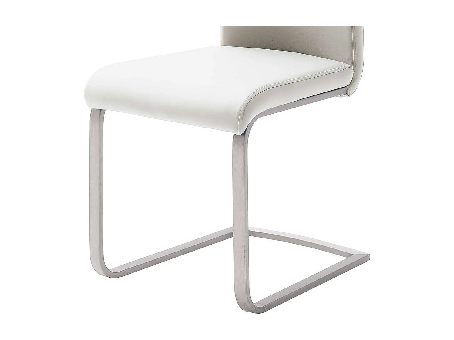 Kunstleder Freischwinger in Weiß Edelstahl (4er Set)