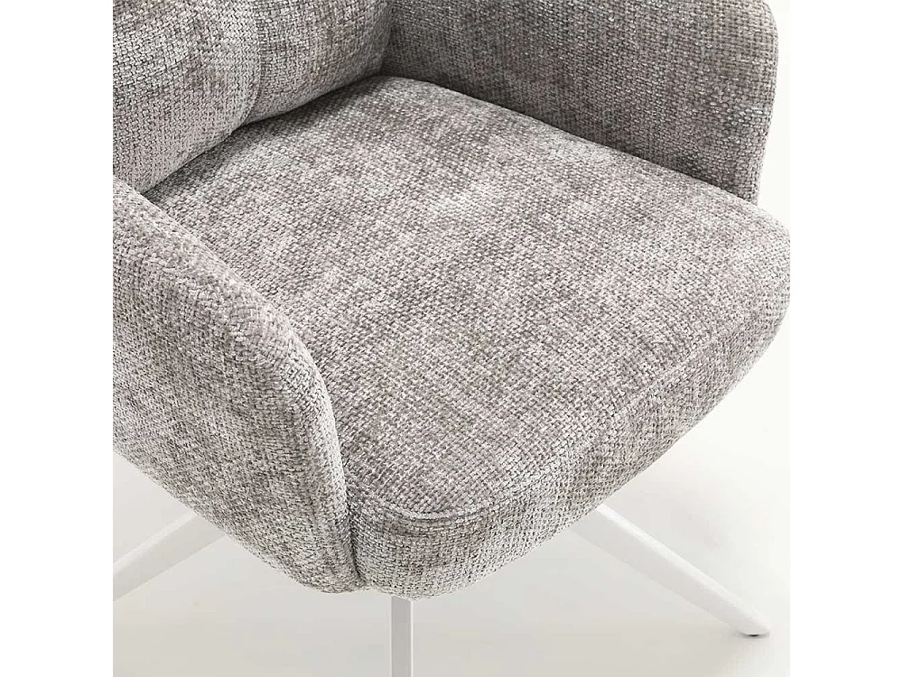 Esszimmerarmlehnstuhl Stuhl Set aus Chenillegewebe mit Gestell aus Metall (2er Set)