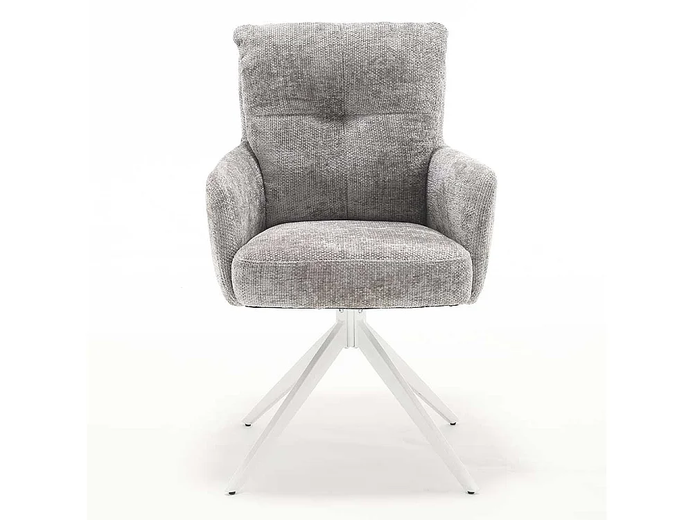 Esszimmerarmlehnstuhl Stuhl Set aus Chenillegewebe mit Gestell aus Metall (2er Set)