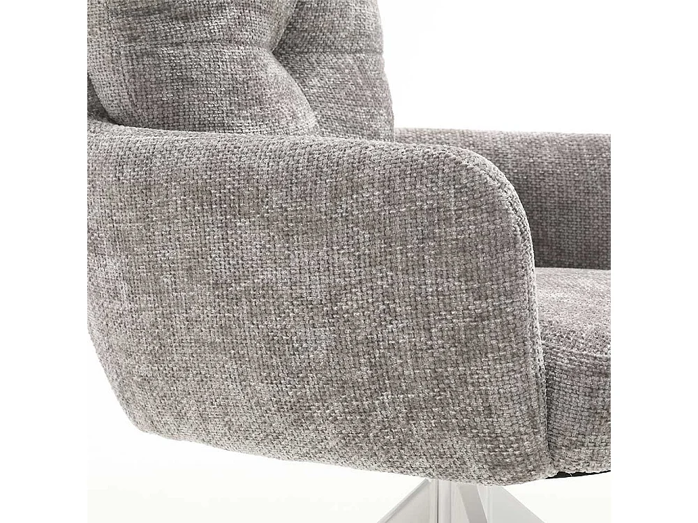 Esszimmerarmlehnstuhl Stuhl Set aus Chenillegewebe mit Gestell aus Metall (2er Set)