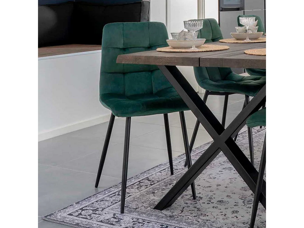 Schalenstuhl in Dunkelgrün Samt aufwendige Steppungen (2er Set)