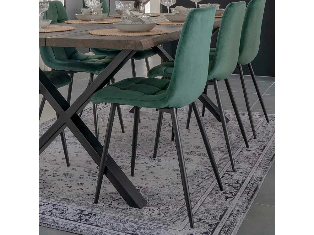 Schalenstuhl in Dunkelgrün Samt aufwendige Steppungen (2er Set)