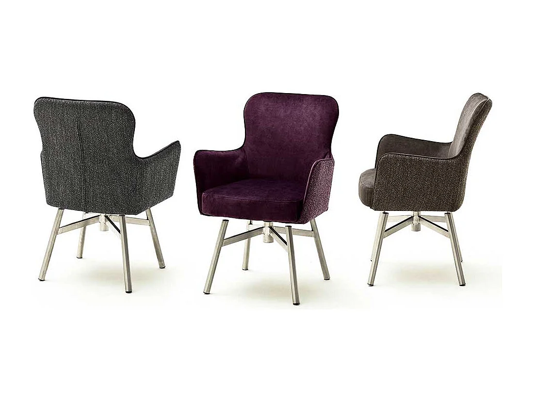 Esstisch St�hle in Dunkelrot Velours drehbar (2er Set)