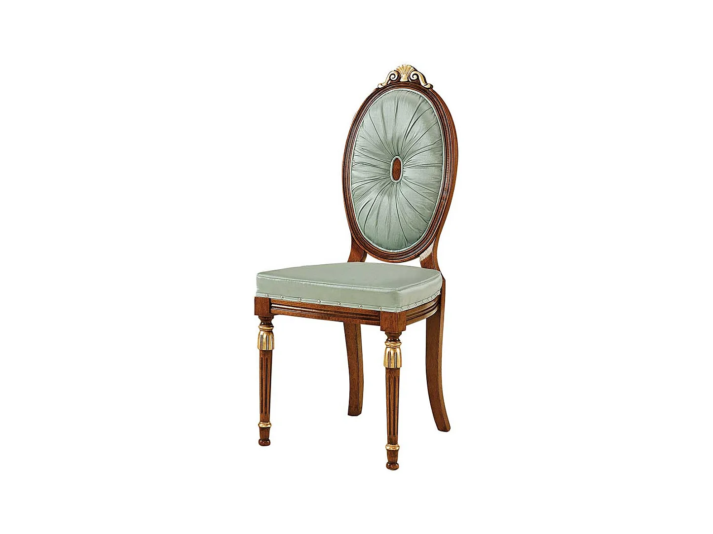 Barocker Esszimmerstuhl in Mintgrün Buche Braun