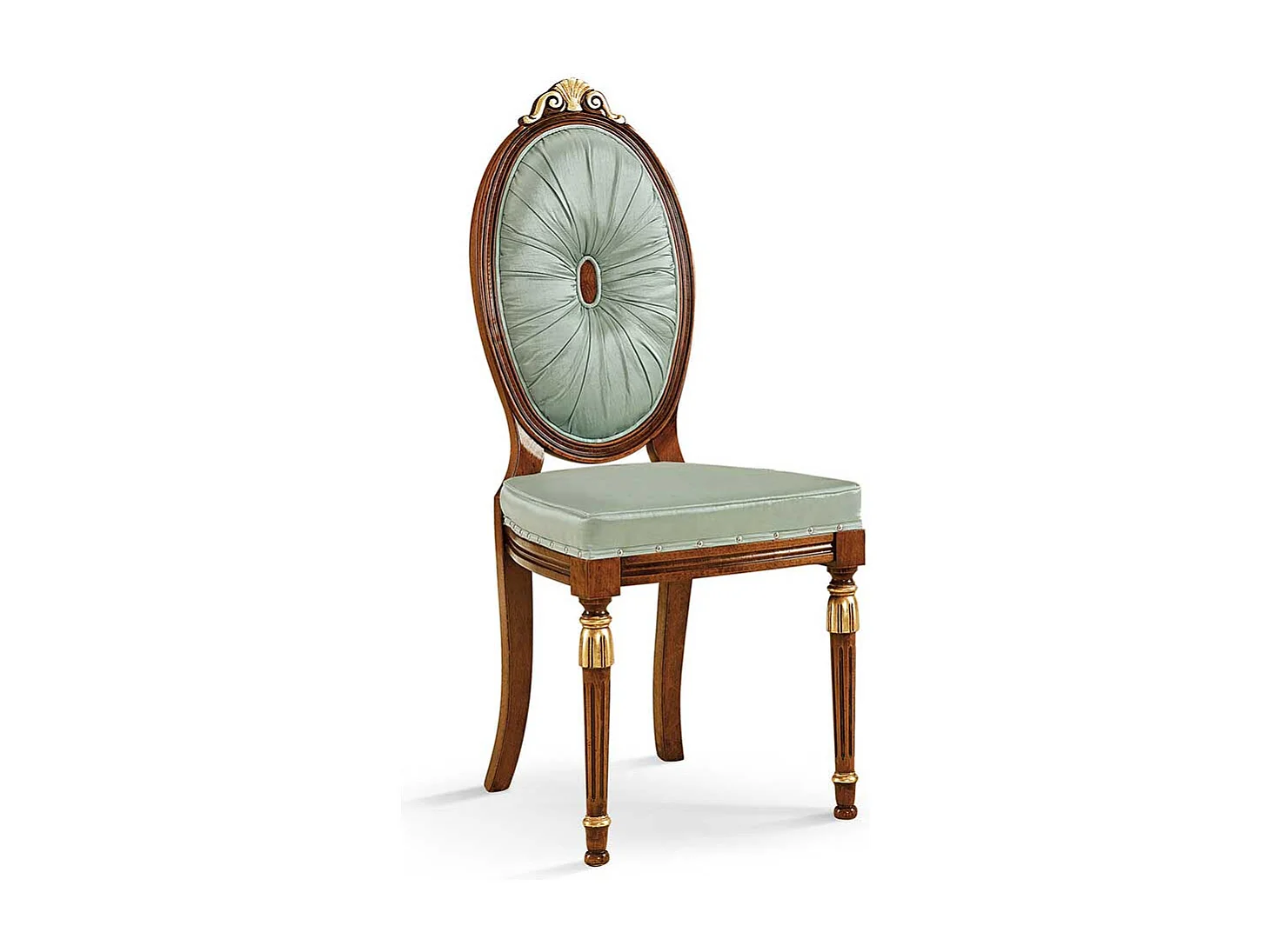 Barocker Esszimmerstuhl in Mintgrün Buche Braun